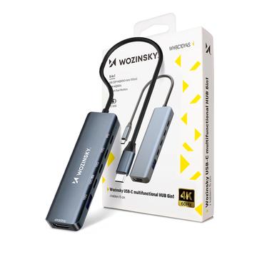 Wozinsky WHBC10Y4S Concentrador USB-C multifuncional 6 em 1 - Cinzento