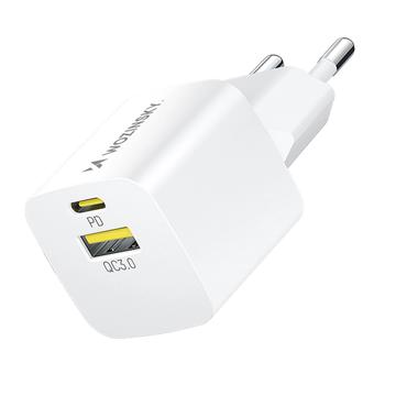 Carregador de parede de porta dupla Wozinsky WWCEAC 33W GaN - USB-A, USB-C - Branco