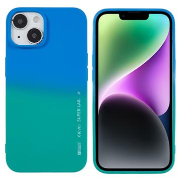 Capa de TPU X-Level Rainbow iPhone 14 Plus - Verde / Azul