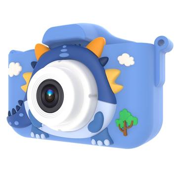 Máquina fotográfica infantil X12S com dragão fofinho e cartão de memória de 32GB - Azul