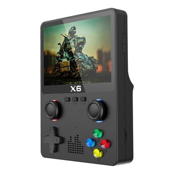 Consola de jogos portátil X6 HD com ecrã de 3,5 polegadas Máquina de videojogos integrada com design de joystick duplo - Preto