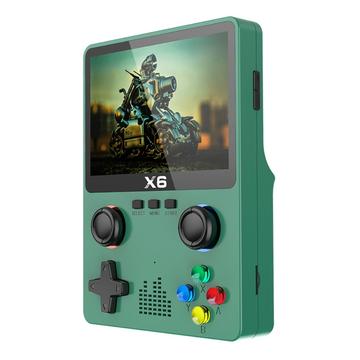 Consola de jogos portátil X6 HD com ecrã de 3,5 polegadas Máquina de videojogos integrada com design de joystick duplo - Verde