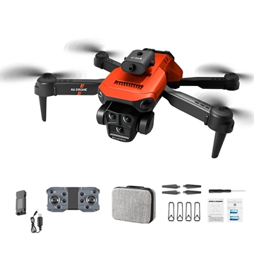 XKJ K6 MAX 3-Camera Obstacle Avoidance Drone HD Fotografia aérea Quadcopter RC dobrável com bateria única - Laranja