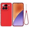 Capa de silicone líquido com correia de mão para Xiaomi 15 - Vermelho