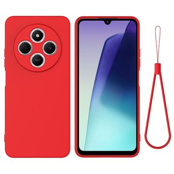 Capa de silicone líquido com correia de mão para Xiaomi 15 Ultra - Vermelho