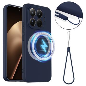 Capa de silicone líquido para Xiaomi 15T Pro - Compatível com MagSafe - Azul Escuro