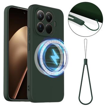 Capa de silicone líquido para Xiaomi 15T Pro - Compatível com MagSafe - Verde Escuro