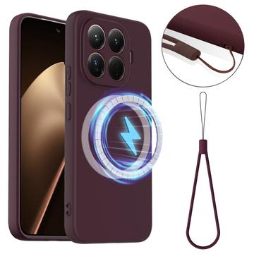 Capa de silicone líquido para Xiaomi 15T Pro - Compatível com MagSafe - Vin Rouge