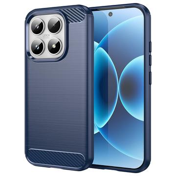 Capa de TPU Escovado para Xiaomi 17 - Fibra de Carbono - Azul