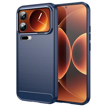 Capa de TPU Escovado para Xiaomi 17 Pro Max - Fibra de Carbono - Azul