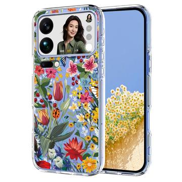 Capa em TPU com padrão floral para Xiaomi 17 Pro Max - Lírios