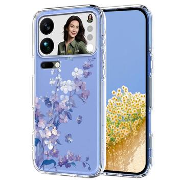 Capa em TPU com padrão floral para Xiaomi 17 Pro Max - Roxo