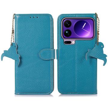 Capa de couro para carteira Xiaomi 17 Pro Max com RFID - Azul