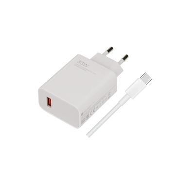 Carregador de viagem Xiaomi de 33 W com cabo USB-C MDY-11-EZ - A granel - Branco