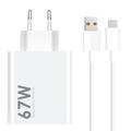 Carregador de viagem Xiaomi 67W com cabo USB-C 6A MDY-14-EW - A granel - Branco