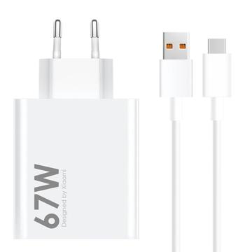 Carregador de viagem Xiaomi 67W com cabo USB-C 6A MDY-14-EW - A granel - Branco