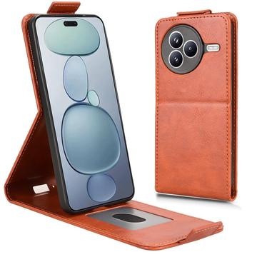 Capa flip vertical com suporte para Xiaomi Civi 5 Pro - Castanho