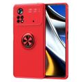 Capa Magnética com Suporte de Anel para Xiaomi Poco M4 Pro - Vermelho