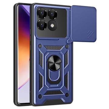 Capa Híbrida de Anel Rotativo com Proteção de Câmera para Xiaomi Redmi K70/K70 Pro/Poco F6 Pro - Azul