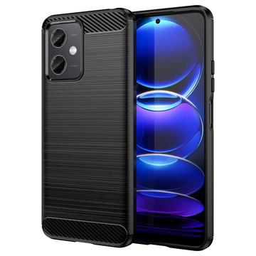 Capa de TPU Escovado para Xiaomi Redmi Note 12/Poco X5 - Fibra de Carbono - Preto