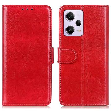 Bolsa Tipo Carteira com Fecho Magnético para Xiaomi Redmi Note 12 Pro - Vermelho