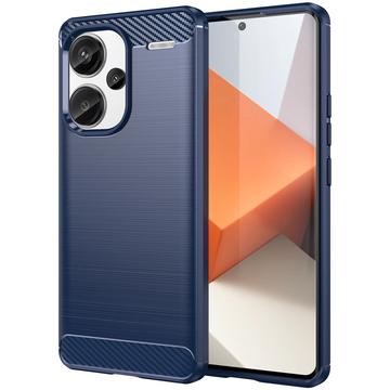 Capa de TPU Escovado para Xiaomi Redmi Note 13 Pro+ - Fibra de Carbono - Azul