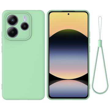 Capa de silicone líquido com correia de mão para Xiaomi Redmi Note 14 5G - Verde