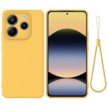 Capa de silicone líquido com correia de mão para Xiaomi Redmi Note 14 5G - Amarelo