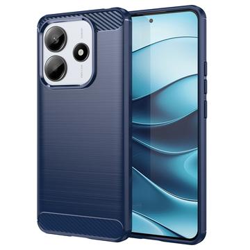 Capa de TPU Escovado para Xiaomi Redmi Note 14 - Fibra de Carbono - Azul