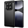 Capa de TPU Escovado para Xiaomi Redmi Note 14 Pro 4G - Fibra de Carbono - Preto