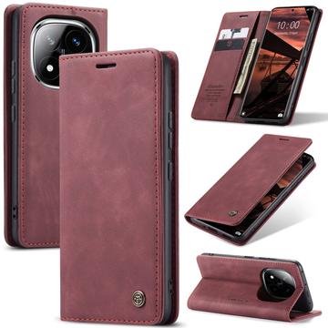 Bolsa Tipo Carteira Caseme 013 Series para Xiaomi Redmi Note 14 Pro 5G/14 Pro+ 5G/Poco X7 - Grená