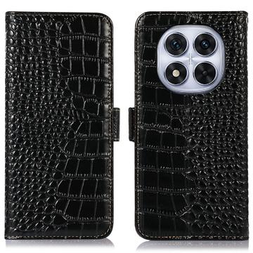 Bolsa de Pele Tipo Carteira Crocodile com RFID para Xiaomi Redmi Note 14 Pro 5G/Poco X7