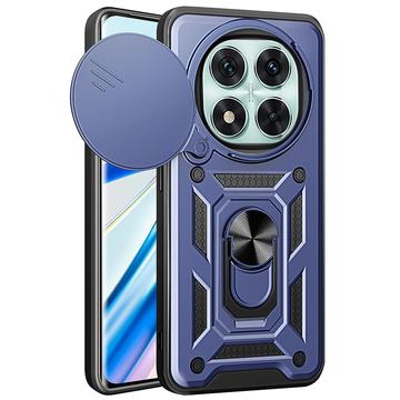 Capa Híbrida de Anel Rotativo com Proteção de Câmera para Xiaomi Redmi Note 14 Pro 5G/Poco X7 - Azul