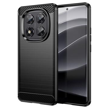 Capa de TPU Escovado para Xiaomi Redmi Note 14 Pro 5G/Poco X7 - Fibra de Carbono - Preto