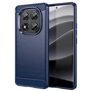 Capa de TPU Escovado para Xiaomi Redmi Note 14 Pro 5G/Poco X7 - Fibra de Carbono - Azul
