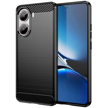 Capa de TPU Escovado para Xiaomi Redmi Turbo 4/Poco X7 Pro - Fibra de Carbono - Preto