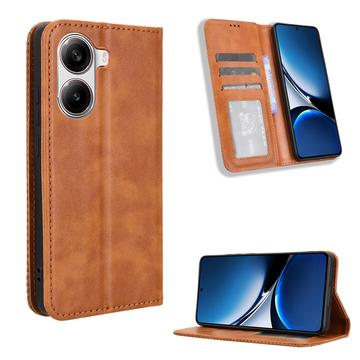 Capa tipo carteira com fecho magnético para Xiaomi Redmi Turbo 4/Poco X7 Pro - Castanho