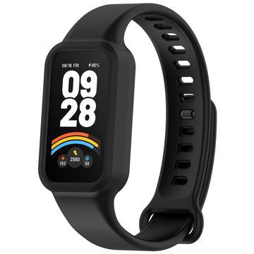 Bracelete de Substituição em Silicone com Moldura Integrada para Xiaomi Smart Band 9 Active/Redmi Band 3  - Preto
