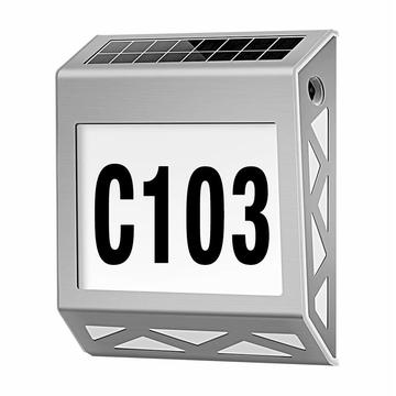 YH1101 Luz solar para números de casas em aço inoxidável - Prata