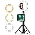 YINGNUOST 26cm LED Ring Light ABS+PC Fill Light com 1.6m Tripé para TikTok YouTube Video Selfie Makeup