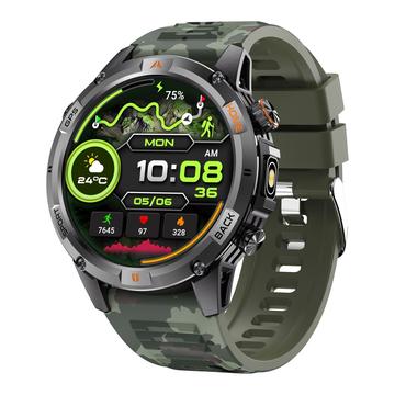 Relógio inteligente para exterior YK15 IP68 à prova de água com chamadas Bluetooth - Camuflagem verde