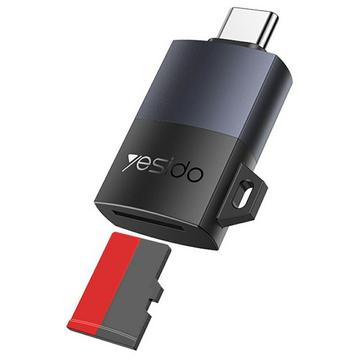 Yesido GS37 Leitor de cartões TF USB-C com cordão de pescoço - Adaptador OTG Plug-and-Play de 480 Mbps