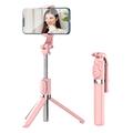 Z8 Bluetooth Tripé para selfie stick com comando remoto removível - Rosa