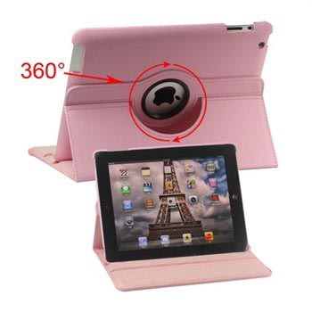 Bolsa rotativa em pele - iPad 2, iPad 3, iPad 4 - Cor-de-rosa