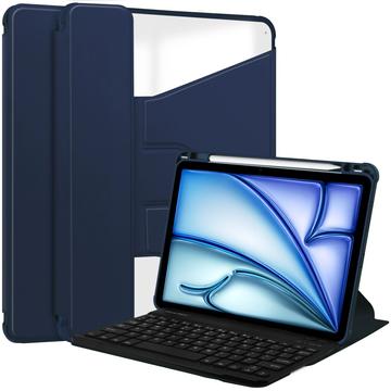 Capa inteligente rotativa 360 para iPad Air 11 2024/2025 com teclado Bluetooth - Azul escuro