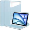 Capa inteligente rotativa 360 para iPad Air 11 2024/2025 com teclado Bluetooth - Azul celeste