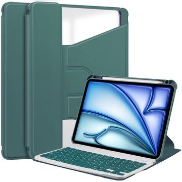 Capa inteligente rotativa 360 para iPad Air 13 2024/2025 com teclado Bluetooth - Verde escuro