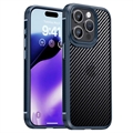 Capa Híbrida iPaky para iPhone 15 Pro - Fibra de Carbono - Azul