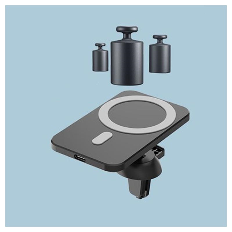 Promate Ventmag-15W Suporte Carregador Sem Fios Qi de Carro para iPhone 12  15W Preto