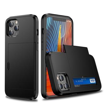 Capa Híbrida com Slot para Cartão Deslizante para iPhone 12 Mini - Preto
